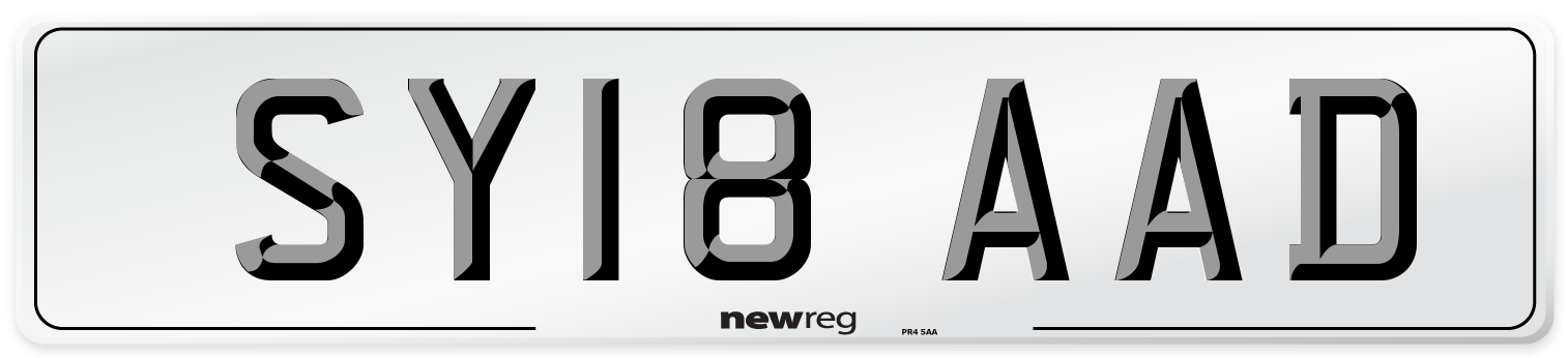 SY18 AAD Number Plate from New Reg